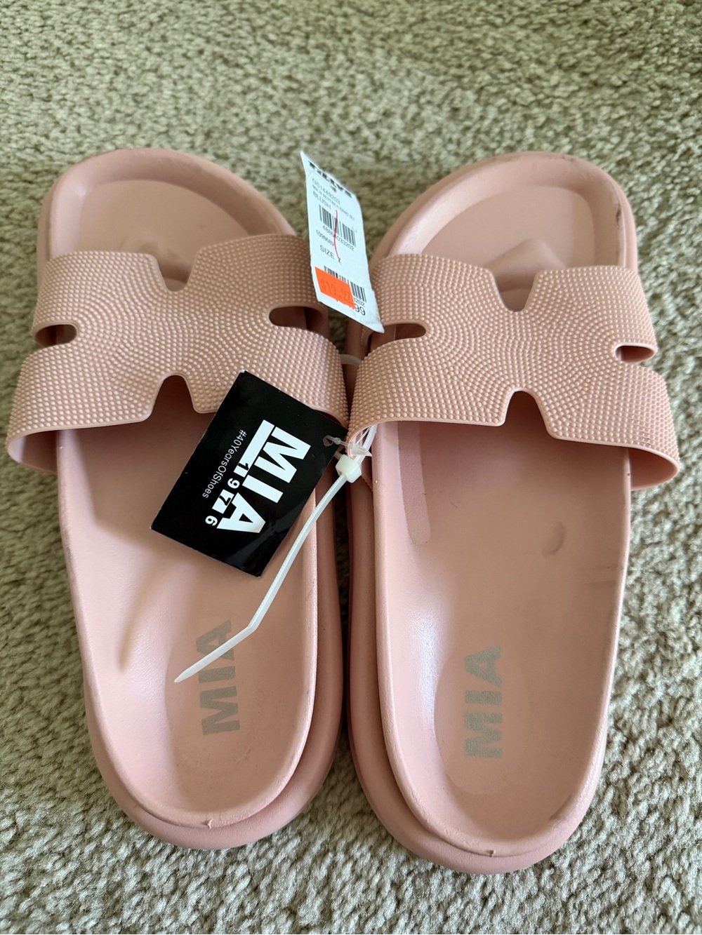 MIA Blush Pink Textured Slide Sandals size 7 Tried on condition